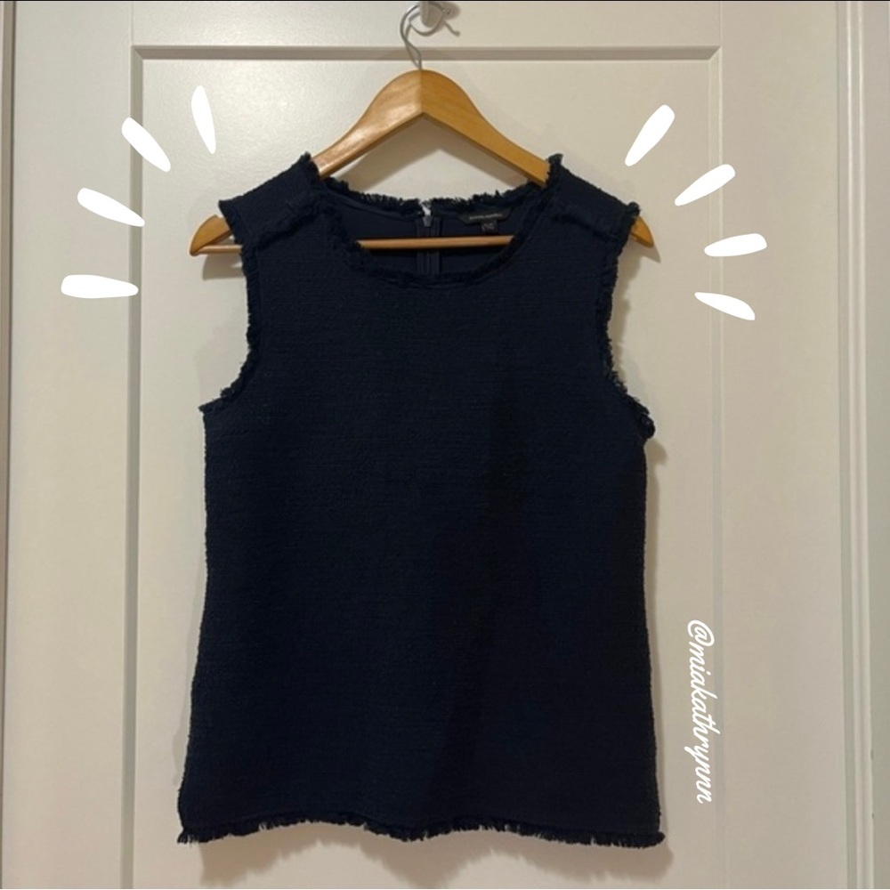BANANA REPUBLIC - Sleeveless Lined Top - Navy Blue - Tweed - Women’s S